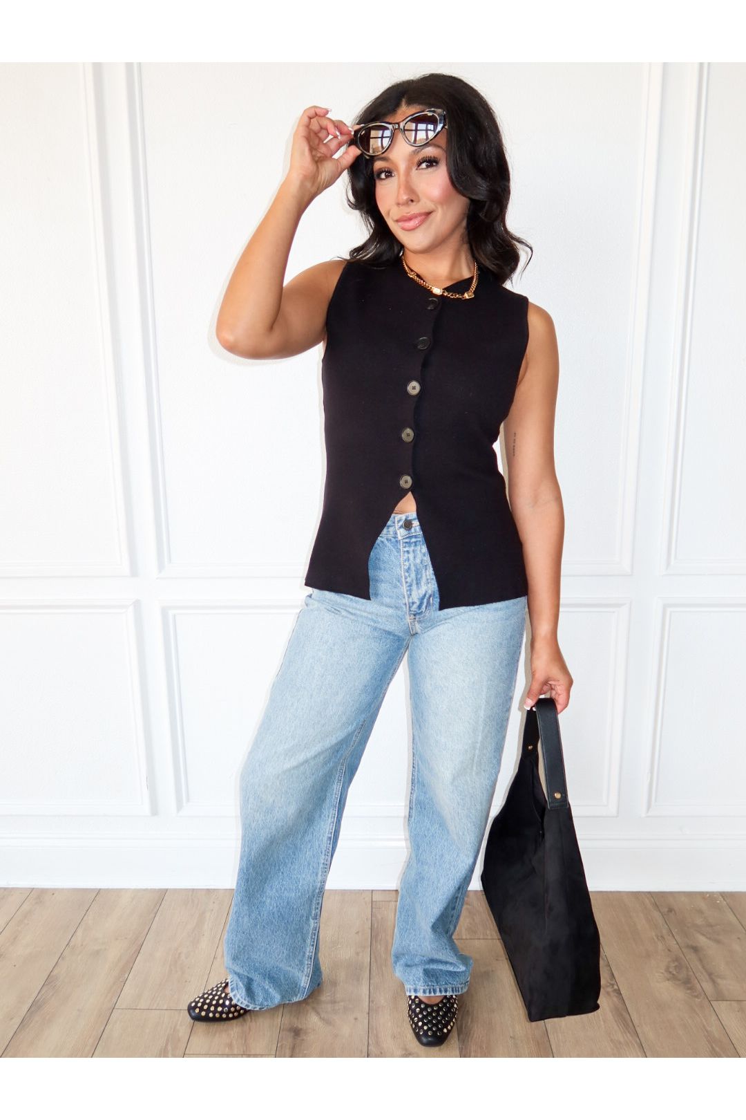 Button Effect Vest - Black - Keepsake