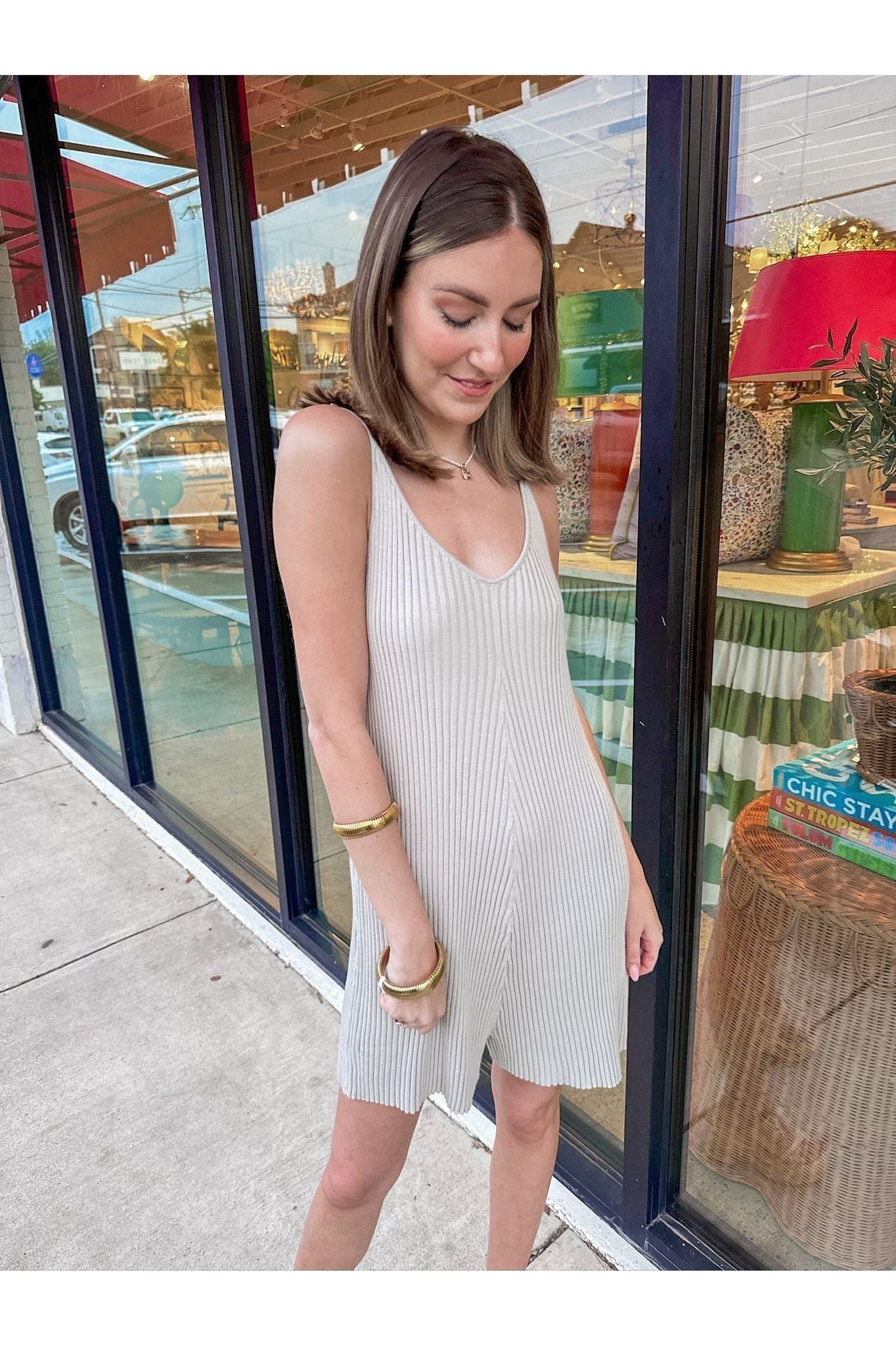 Ribbed Knitted Romper - Stone - Keepsake