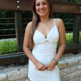 Sweet Scallop Mini Dress - White