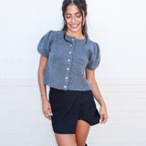 Darling Puff Knit Top - Charcoal