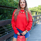 Oversized Piper Pullover Sweater - Tomato