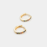 18K Gold Multi - Colored Crystal Huggies - Keepsake