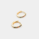 18K Gold Multi - Colored Crystal Huggies - Keepsake
