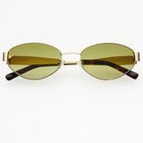 Soho Womens Oval Sunglasses: Gold / Green