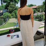 Sienna Strapless Maxi Dress - Black/Tan