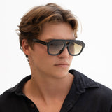Voyager Acetate Oversized Mens Aviator Sunglasses: Black