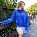 Oversized Piper Pullover Sweater - Royal Blue
