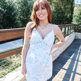 Sweet Scallop Mini Dress - Sky Blue