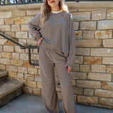 Easy Days Striped Lounge Pant- Mocha