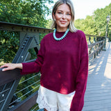 Oversized Piper Pullover Sweater - Wine