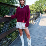 Oversized Piper Pullover Sweater - Wine