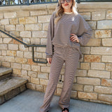 Easy Days Striped Lounge Pant- Mocha