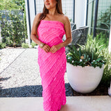 Ripple Effect Maxi Dress - Hot Pink
