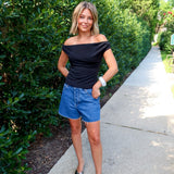 Cloud Nine Cowl Neck Crop - Black