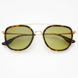 Weston Acetate Round Unisex Sunglasses: Tortoise / Fade Green