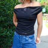 Cloud Nine Cowl Neck Crop - Black
