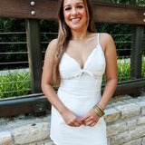Sweet Scallop Mini Dress - White