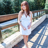 Sweet Scallop Mini Dress - Sky Blue