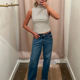 Low Rise Studded Baggy Jean - Dark Denim