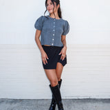 Darling Puff Knit Top - Charcoal