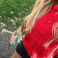 Crimson Charm Button-Up Sweater