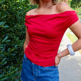 Cloud Nine Cowl Neck Crop - Red