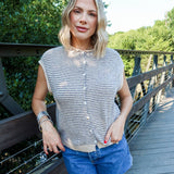 Piper Vest Cardigan - Natural Stripe
