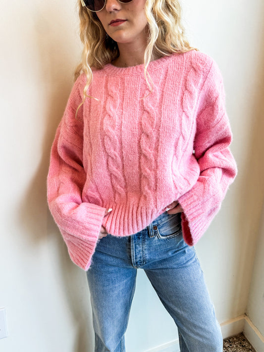 Pink Cable Knit Sweater