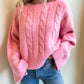 Pink Cable Knit Sweater