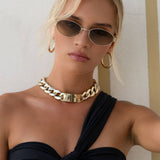 Soho Womens Oval Sunglasses: Gold / Green