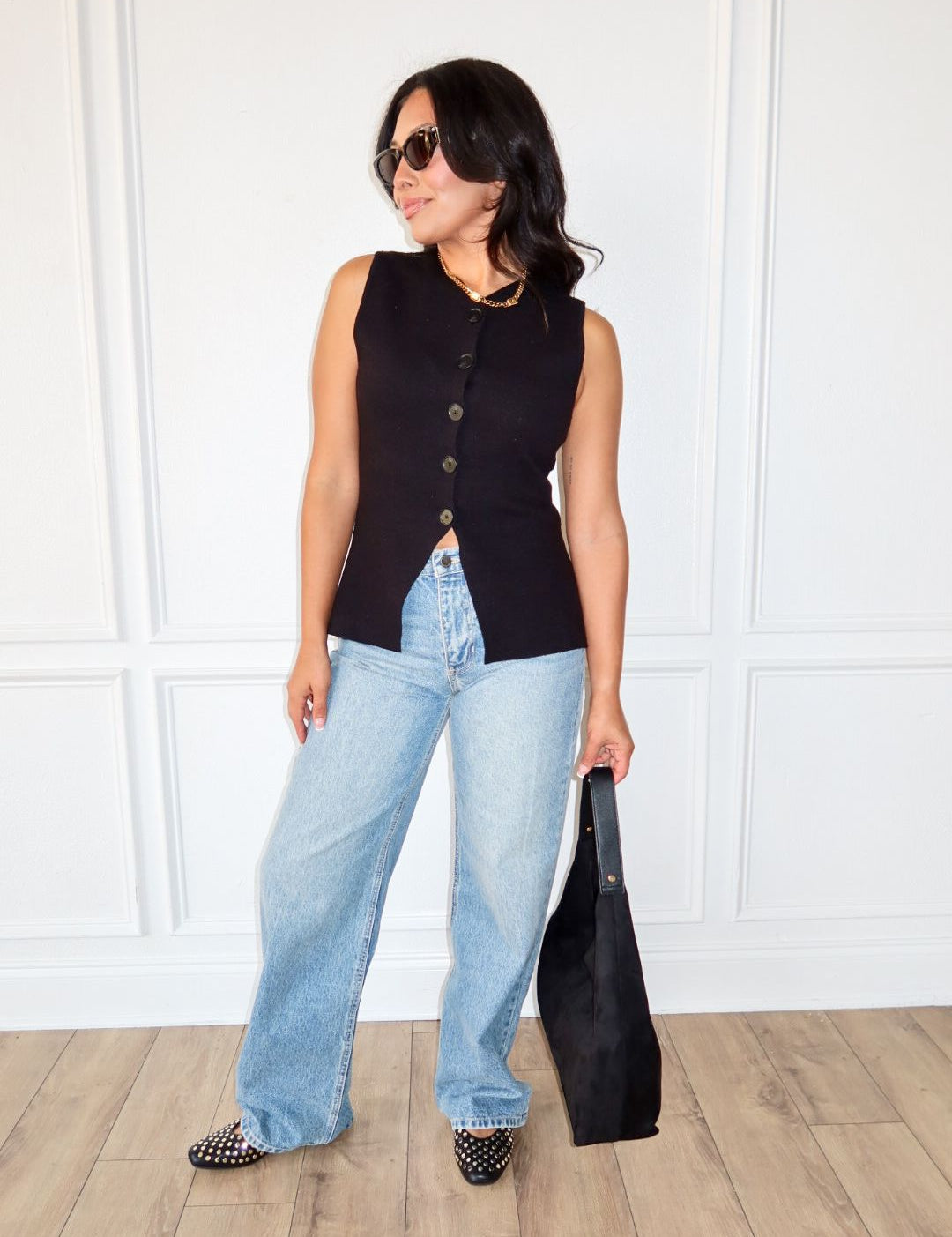 Button Effect Vest - Black - Keepsake
