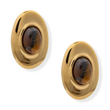 Cari Oval Tiger Eye Earrings