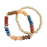 Jamie Bracelet Set - Tan Turquoise Mix