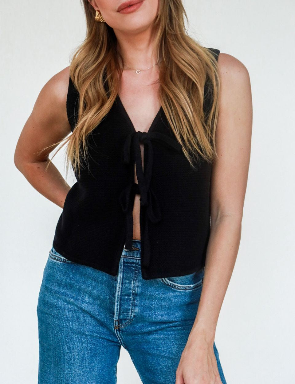 Knotted & Noticed Knitted Vest - Black - Keepsake