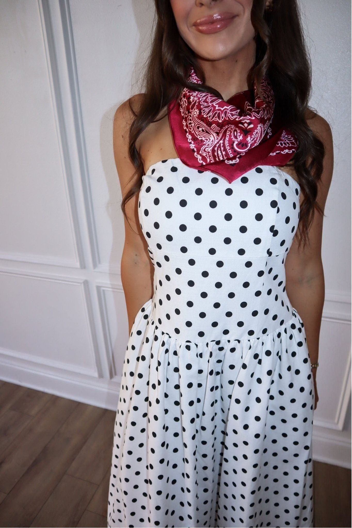 Spot On Strapless Midi Dress - Keepsake